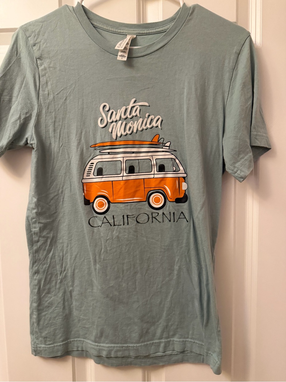 Bella Canvas Santa Monica California Graphic Tee - Light Teal & Orange